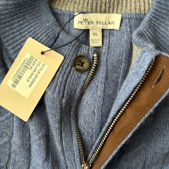 Peter Millar  Baby Wool / Cashmere Cable Quarter-Zip Sweater Size XL NWT - Picture 4 of 12